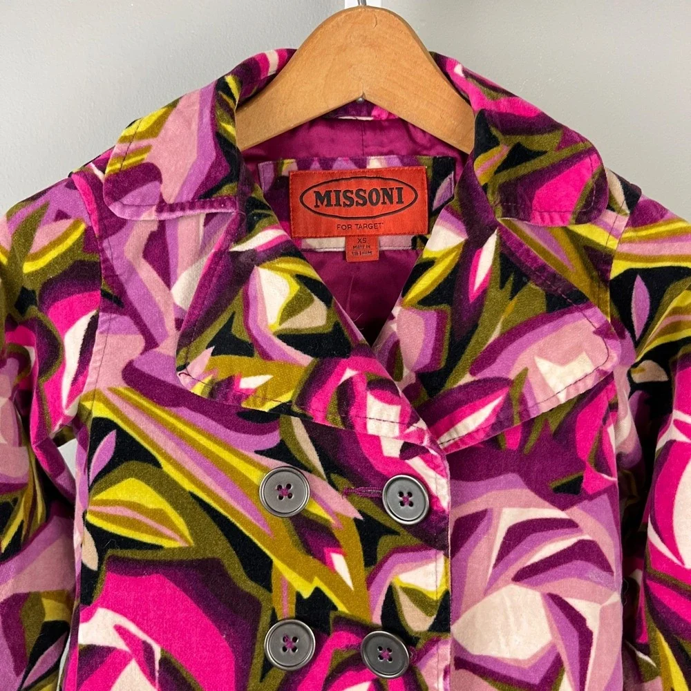 Missoni for Target Girls Velvet Jacket Coat Size XS 4 Multicolor Double Breasted